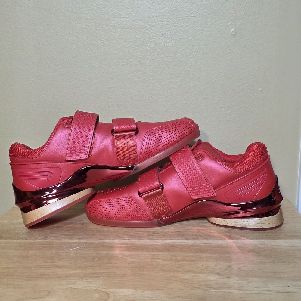 TYR TYRFORCE Elite Carbon Weightlifting Shoes Red Wood Heel Men's 8.5 Women's 10 - Picture 4 of 9